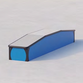 Snowbox battleship box with sloped ends and a flat center.