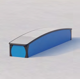 Snowbox rainbow box with a curved riding surface.